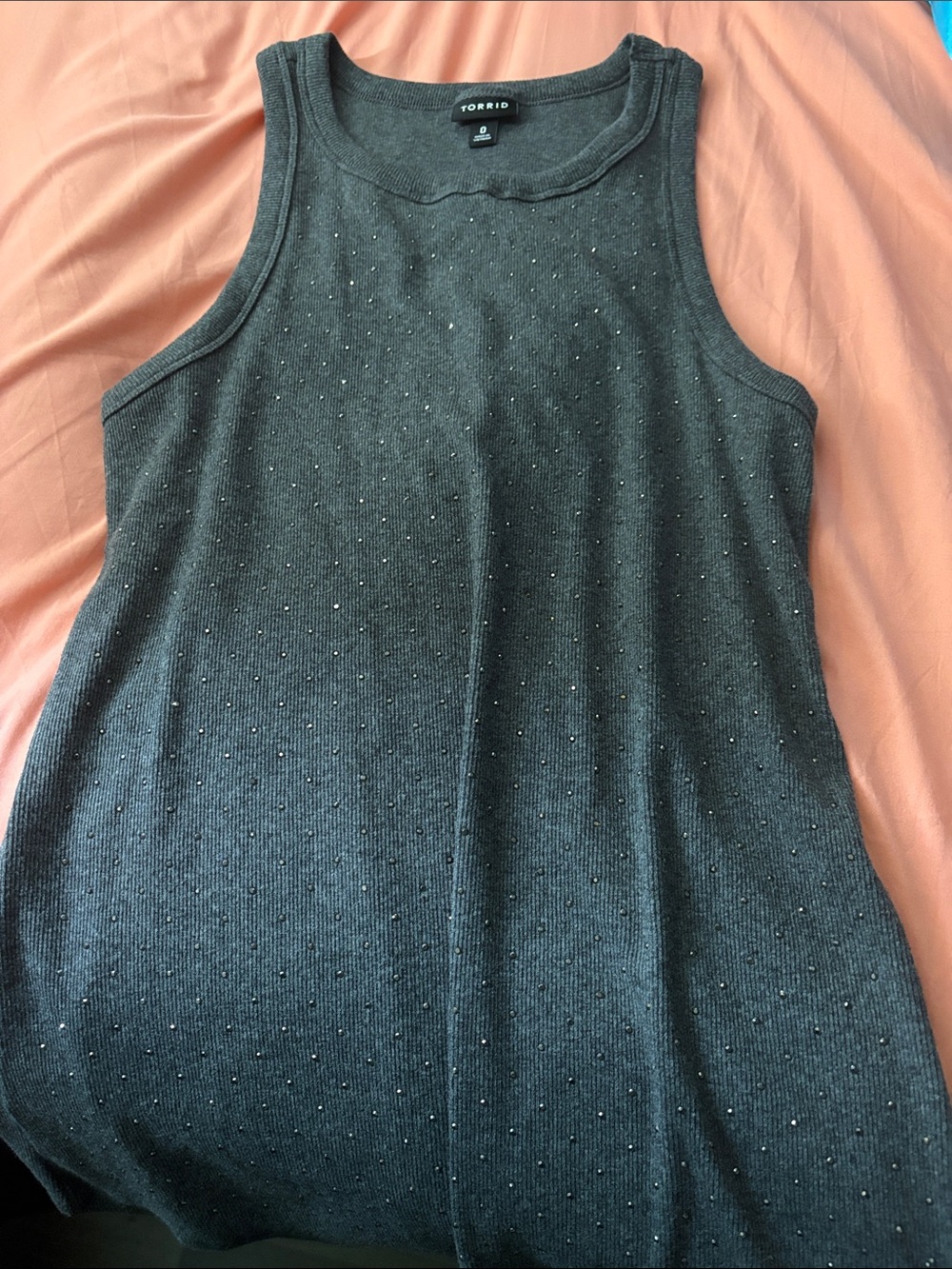 torrid Charcoal Gray Studded Ribbed Tank